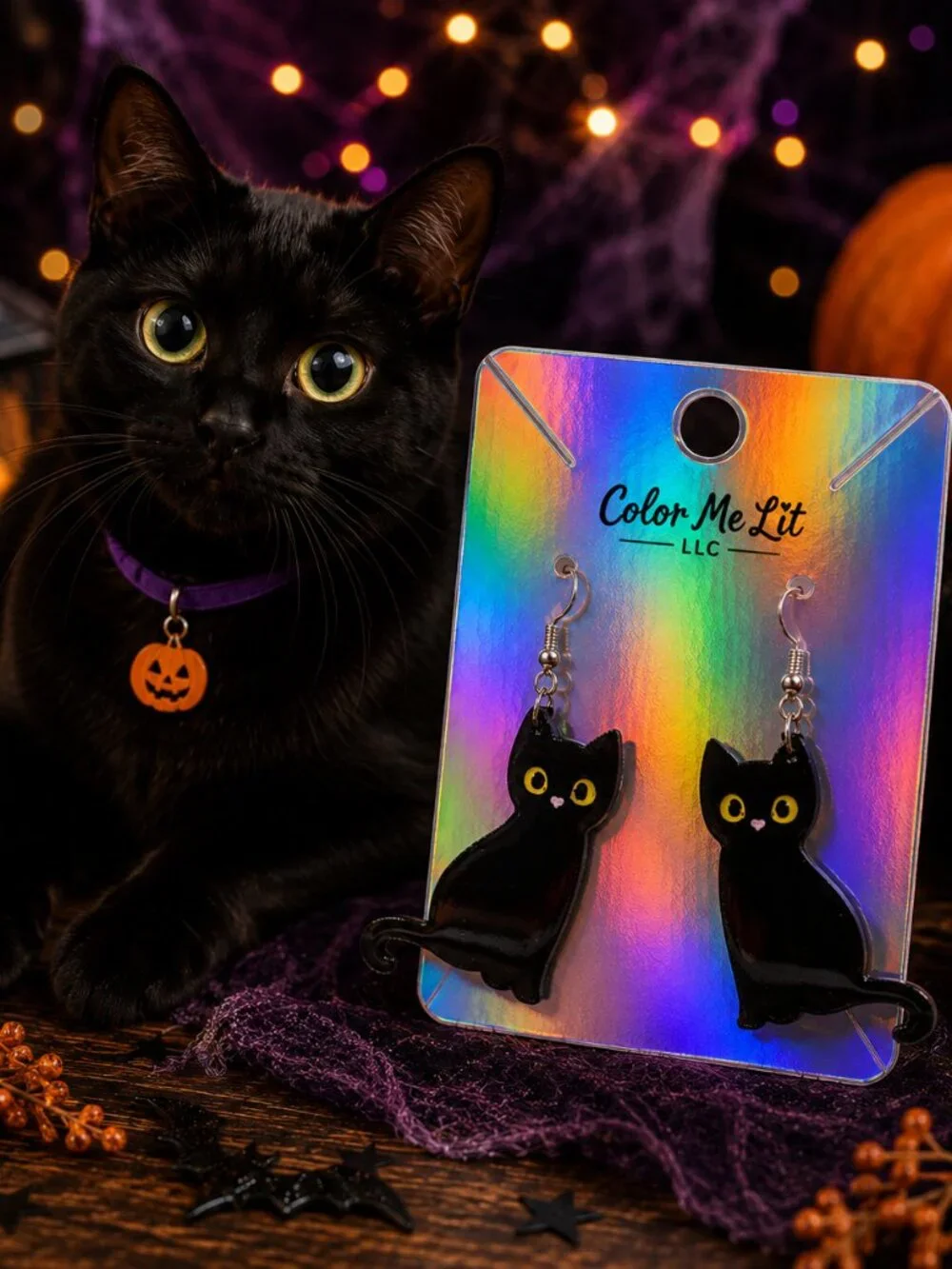 Black Cat Earrings | Color Me Lit LLC